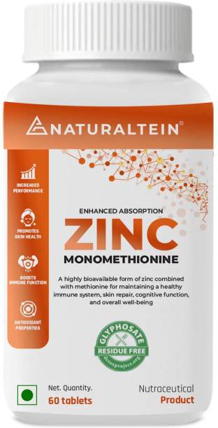 NATURALTEIN Zinc Monomethionine 60 Tablets | 12mg Elemental Zinc