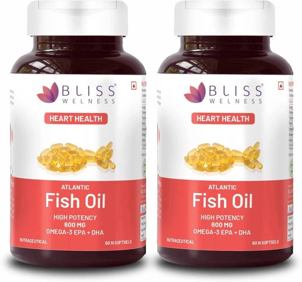 Bliss Welness Fish oil 2000 Omega 3 EPA DHA for Brain Heart Eye & Joint Health of Men & Women