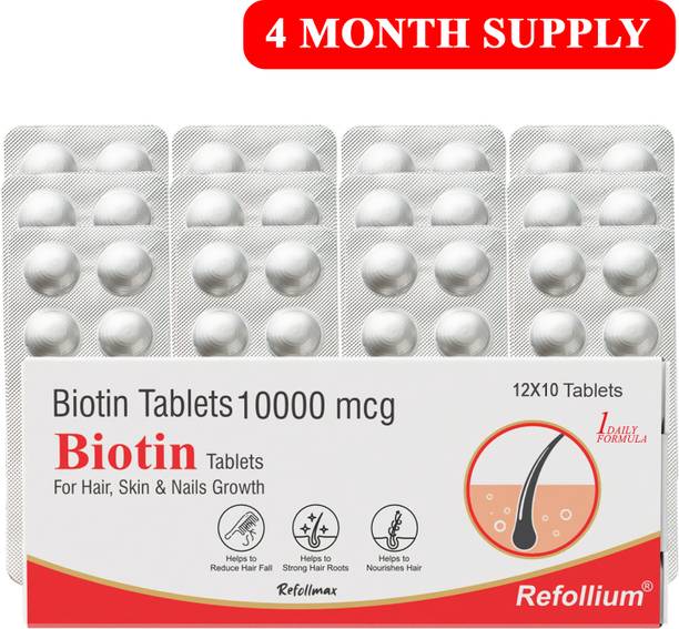1DAILYFORMULA Refollium Biotin 10,000 mcg for Hair Fall control, Strong Hair & Hair Growth