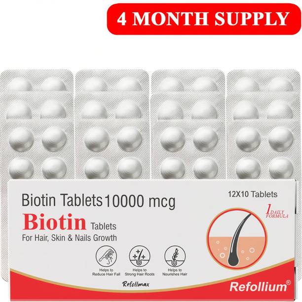 1DAILYFORMULA Refollium Biotin 10,000 mcg for Hair Fall control, Strong Hair & Hair Growth
