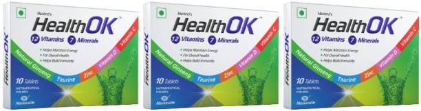 Health Ok Daily Multivitamin With Natural Ginseng for Energy & Overall Health, 10 Tabs x 3