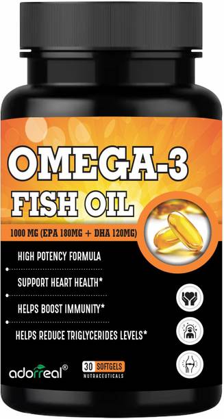 organicoslim Omega-3 Fish Oil Capsules|Rich in EPA & DHA|Supports Heart Health,Brain Function