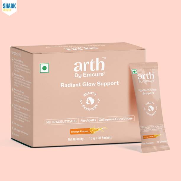 ARTH Radiant Glow Support | Collagen & Glutathione supplements | Orange flavour