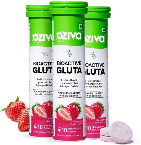 OZiva Bioactive Gluta Fizzy (Strawberry Swirl) To Reduce Pigmentation, 5 Antioxidants