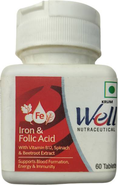 KRUM New Well Iron & Folic Acid -supports blood formation, Energy & Immunity