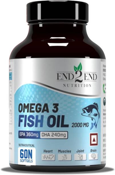 End2End Nutrition Omega 3 Fish Oil 2000mg with 360mg EPA & 240mg DHA - Heart, Brain and Eye Health