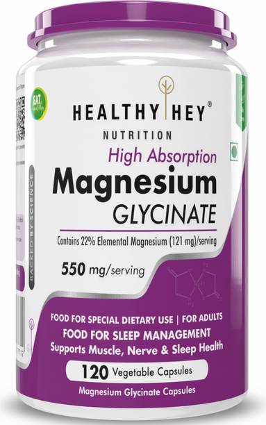 HealthyHey Nutrition High Absorption Magnesium Glycinate, 120 Vegetable Capsules