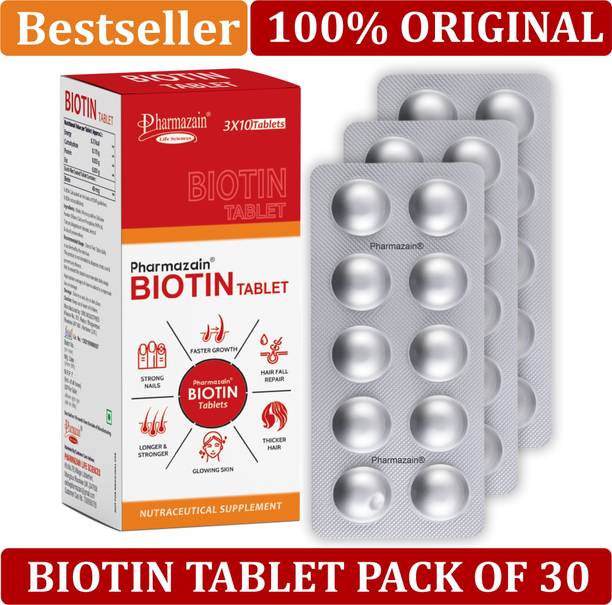 PHARMAZAIN LIFE SCIENCES Biotin Tablet help Support Strong Hair, Reduce Hair Fall And Improve Hair Growth
