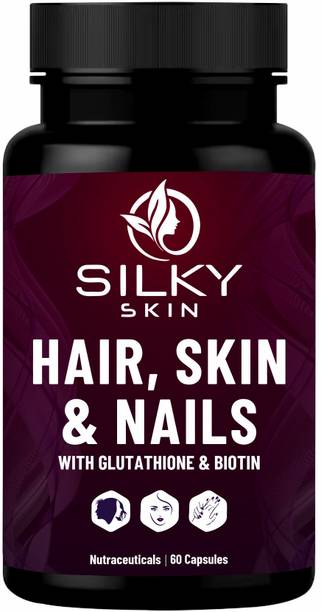 silky skin Hair Skin & Nails | Glutathione + Biotin | 60 Veg Capsules