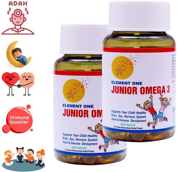 ELEMENT ONE Junior Omega 3 Deep Sea Fatty Acid Omega3 with EPA & DHA Brain Eye Heart Pack 2