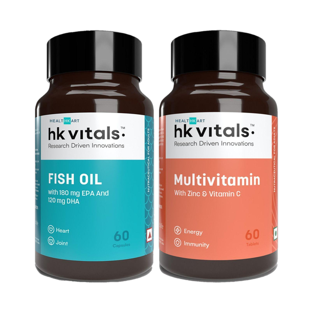 HEALTHKART HK Vitals Fish Oil with Omega 3 and Multivitamin Combo, For Men and Women