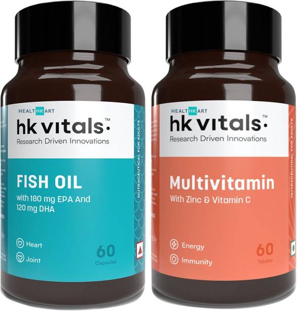 HEALTHKART HK Vitals Fish Oil with Omega 3 and Multivitamin Combo, For Men and Women