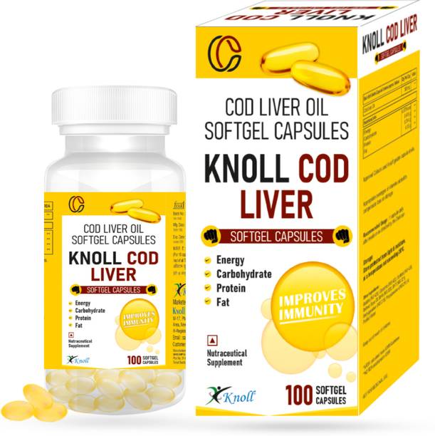 Knoll Cod Liver Oil 300mg 100 softgel Capsules Natural Omega 3, For Immune Health