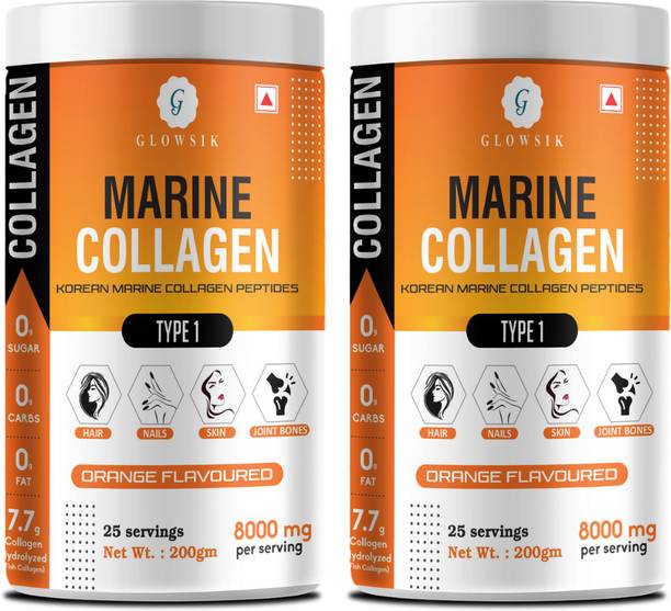 G GLOWSIK Korean Marine Collagen Powder Hydrolyzed Collagen for Glow , Healthy Skin , Hair