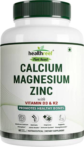 healthreef Plant-Based Calcium, Magnesium, Zinc, D3 & K2 – Bone Strength & Joint Support