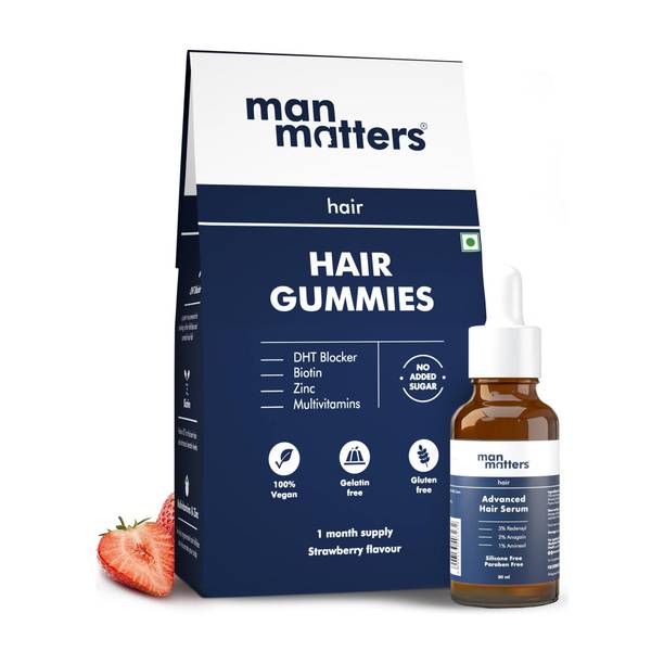 Man Matters Hair Growth Pack |Biotin Hair Gummies 30N & Hair Serum 30ml |Promote