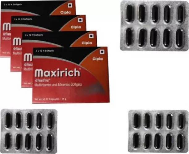 Maxirich multivitamin softgel pack of 4 (4 x 30 No) SAMEAS revital bodyrich zenovit