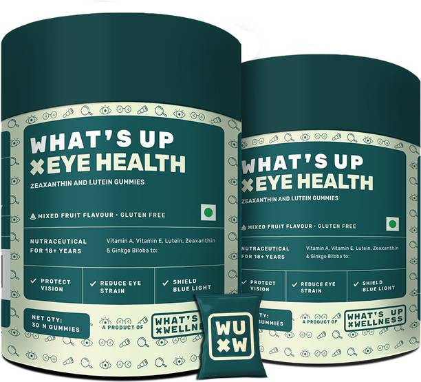 What's Up Wellness Eye Care Gummies with Lutein, Zeaxanthin Supplement for Healthy Eye & Vision