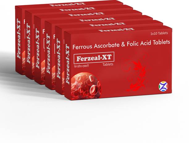 Zeal Pharmacure Ferrous Ascorbate & Folic Acid | Iron Supplement | Hemoglobin Boost Ferzeal-XT