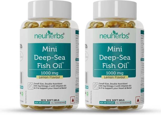 Neuherbs Mini Deep Sea Omega 3 Fish Oil 1000mg, EPA- 360mg, DHA- 240mg For Heart & Brain