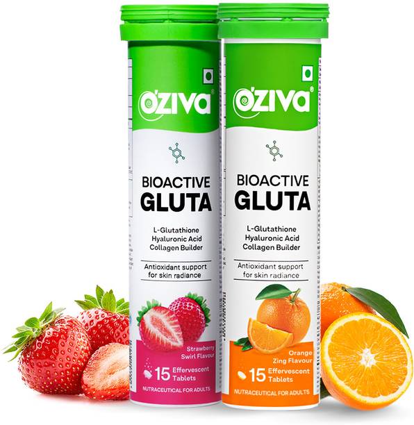 OZiva Bioactive Gluta Fizzy (Strawberry & Orange)To Reduce Pigmentation,5 Antioxidants