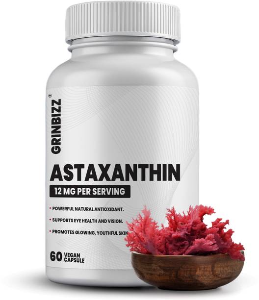 grinbizz Astaxanthin 12mg Capsule | Supports Eye Health, Skin Glow & Immunity