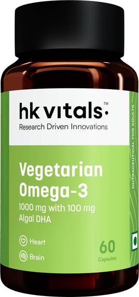 hk vitals Vegetarian Omega-3 Supplement | 1000mg with 100mg Algal DHA