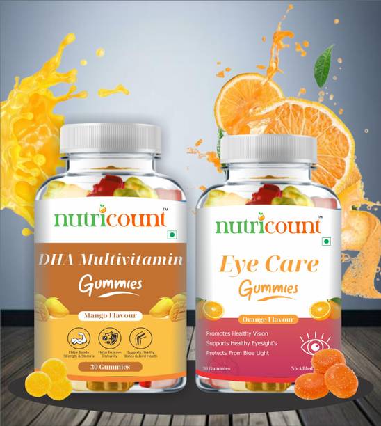 NUTRICOUNT DHA Multivitamin & Eye Care Gummies Lutein and Zeaxanthin 60 Gummies