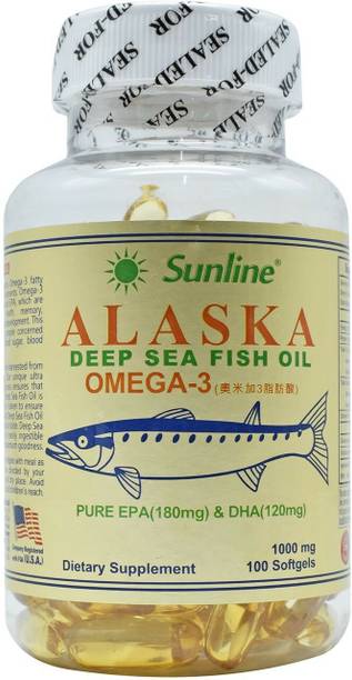 sunline alaska Deep Sea Fish Oil Omega 3 - 100 Softgels, 1000 Mg