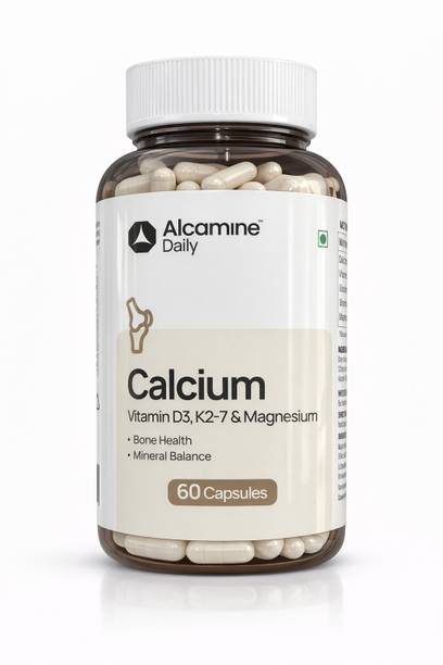 Alcamine Calcium, Vitamin D3, K2-7 & Magnesium Capsules for Bone & Joint Health – 60 Cap