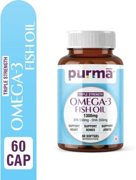 PURMA Omega 3 Fish Oil 1300mg | EPA DHA for Heart, Brain & Joint Health