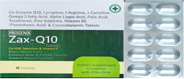 Progenix ZAX Q10 CO ENZYME Q10 300 MG,OMEGA 3 FOR STAMINA,SPERMM COUNT,HEART,HEALTHY BODY