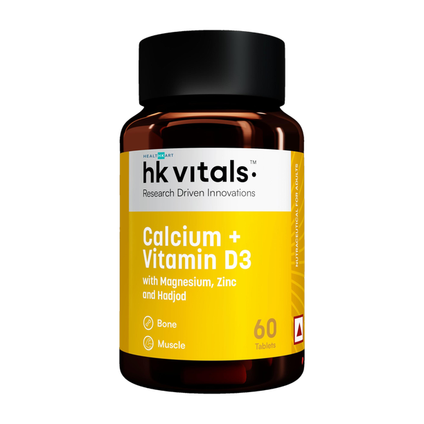 HEALTHKART Calcium Tablets for Men and Women with Vitamin D3 for complete bone health & Joint