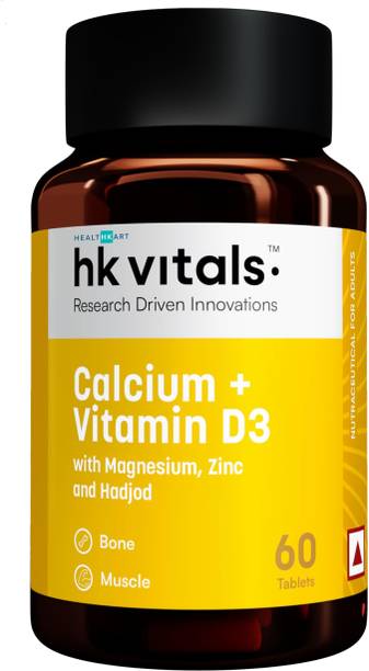 HEALTHKART Calcium Tablets for Men and Women with Vitamin D3 for complete bone health & Joint