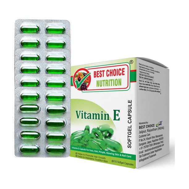 BEST CHOICE NUTRITION Vitamin E-400 for Healthy Hair, Skin and Eyes, 60 Capsules