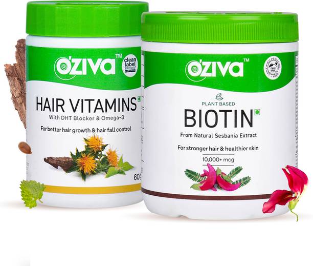 OZiva Gorgeous Hair Routine (Plant Based Biotin + Plant Based Hair Vitamins )