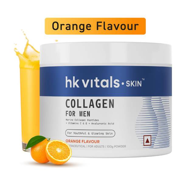 hk vitals Collagen for Men, Orange | Marine Collagen Peptides with Vitamin C, E