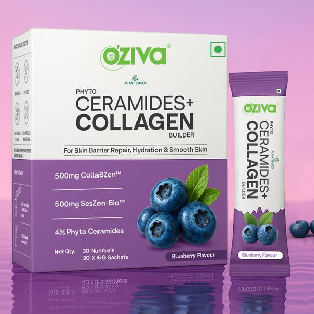 OZiva Phyto Ceramides+Collagen Builder(Blueberry)For Moisture Retention,Barrier Repair