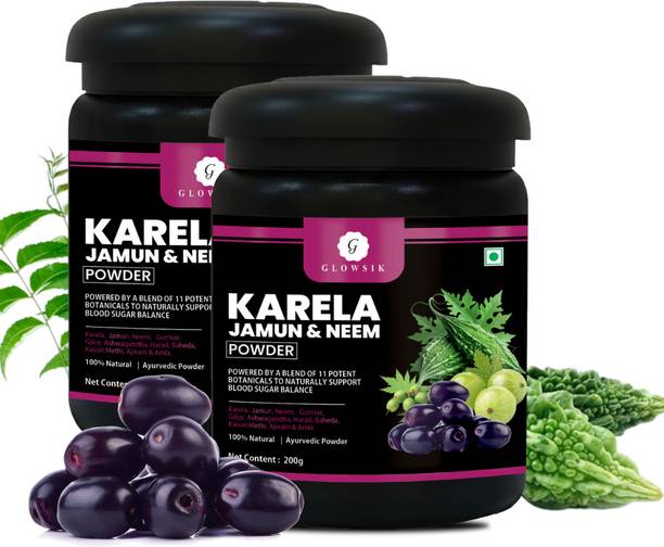 G GLOWSIK Karela Jamun Powder | 11 Potent Herbs | Helps Regulate Sugar Management