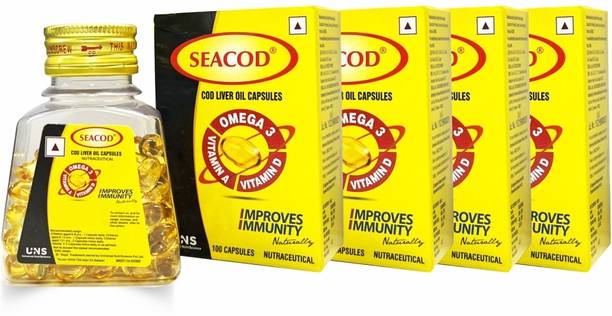seacod Cod Fish Liver Oil Softgel Capsules With Natural Omega 3, Natural EPA & DHA