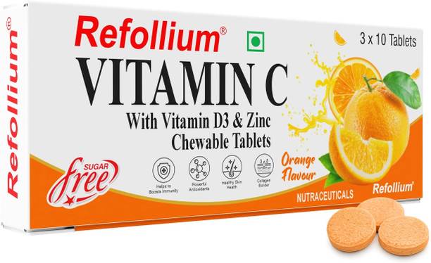 Refollium Vitamin C with Vitamin D3, Zinc & Amla Extract Chewable Tablets