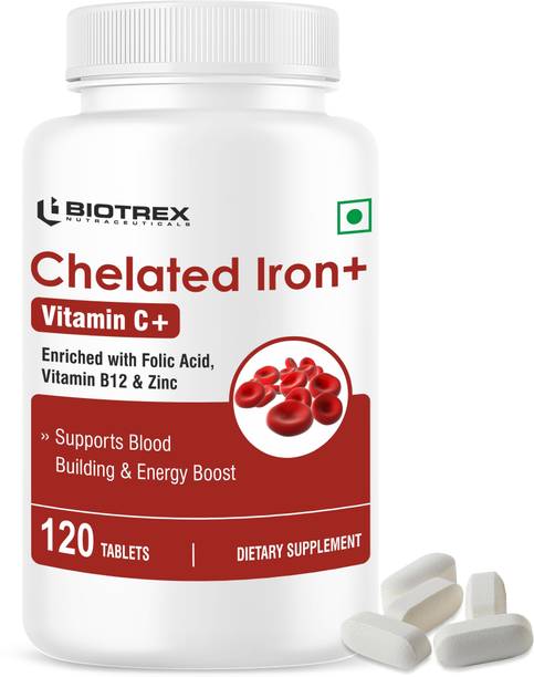 BIOTREX NUTRACEUTICALS Chelated Iron + Vitamin C, B12, Folic Acid & Zinc, Energy & Blood Building