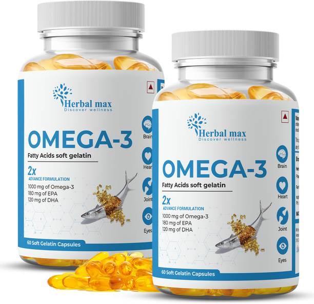 Herbal max Fish oil (1000 Omega 3, with 180 mg EPA & 120 mg) for brain, heart | eye health