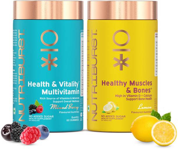 Nutriburst Health & Vitality and Healthy Muscle & Bones Gummies with Vitamin D & Calcium