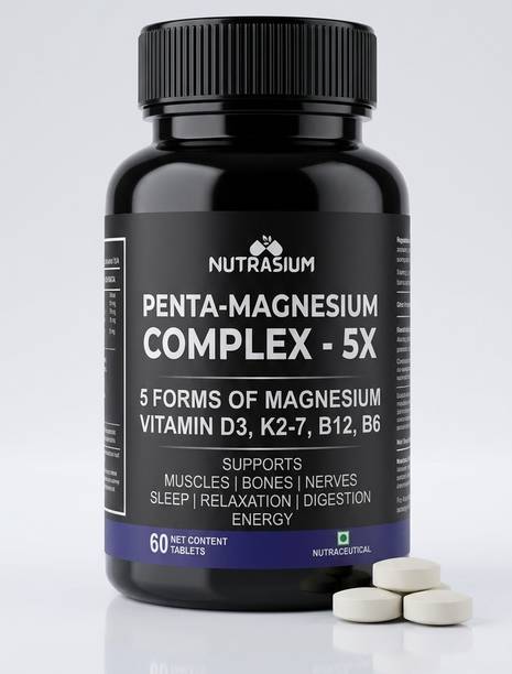 NUTRASIUM Penta Magnesium Complex| 5 Forms Of Magnesium | With Vitamin D3,K2, B12, B6