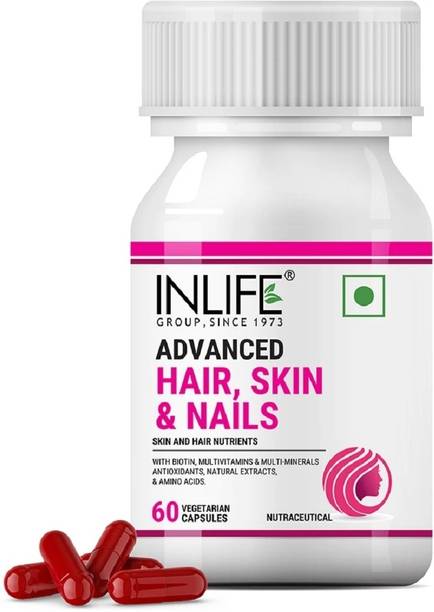 INLIFE Biotin Advanced Hair Skin & Nails Supplement with Multivitamin Minerals Amino Acids for Hair Growth – 60 Capsules