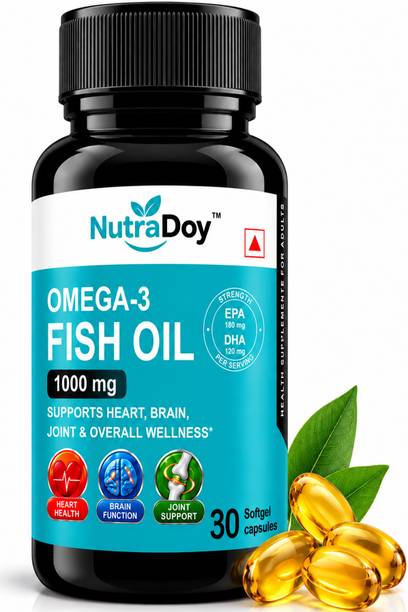 NutraDoy Omega-3 Fish Oil | 1000mg Capsules with Vitamin A,E & D3| No Fishy Burps