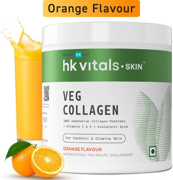 HEALTHKART hk vitals Veg Collagen Supplement Powder, Collagen Peptides, Vitamin C&E, Orange
