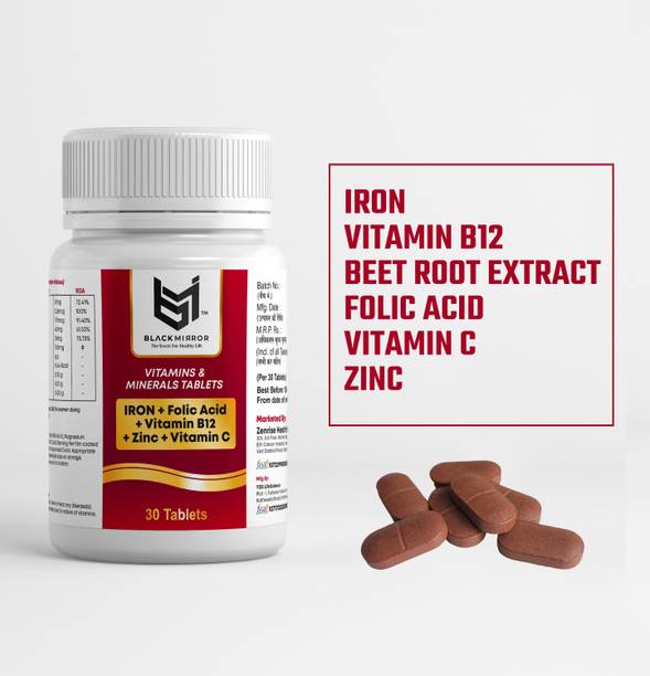 Black mirror IRON VIT B12 FOLIC ACID VIT C ZINC BEET ROOT EXT. supplements TABLETS