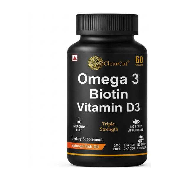 Clearcut Omega 3 capsule Fish oil Triple strength Biotin Vitamin D3
